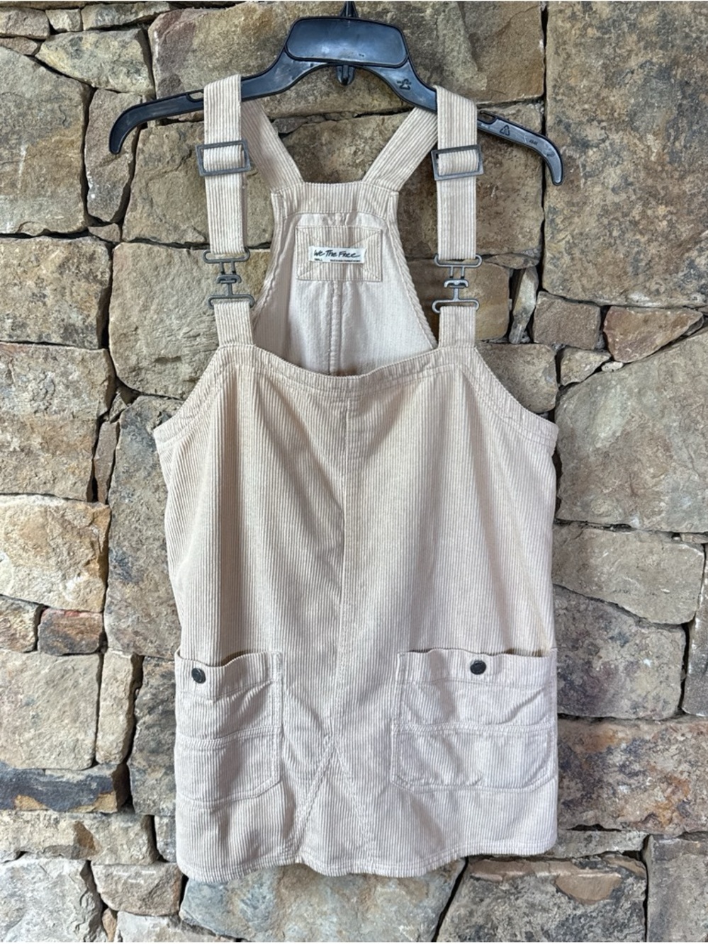 We The Free Beige Corduroy Overall Dress